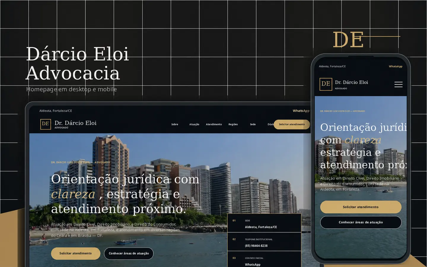 Site Dárcio Eloi Advocacia em desktop e celular